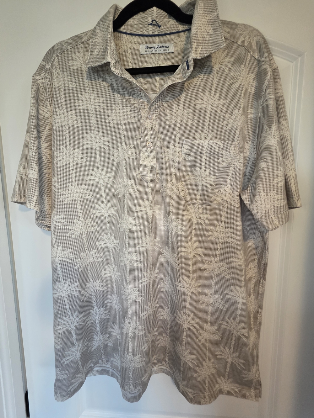 Tommy Bahama Men’s Beige Palm-Print Polo Shirt